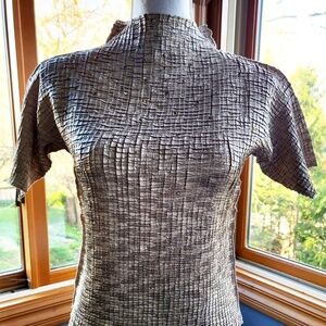 C'est Duo Metallic Beige Top with Rhinestones in Easy Pullover Sz Large